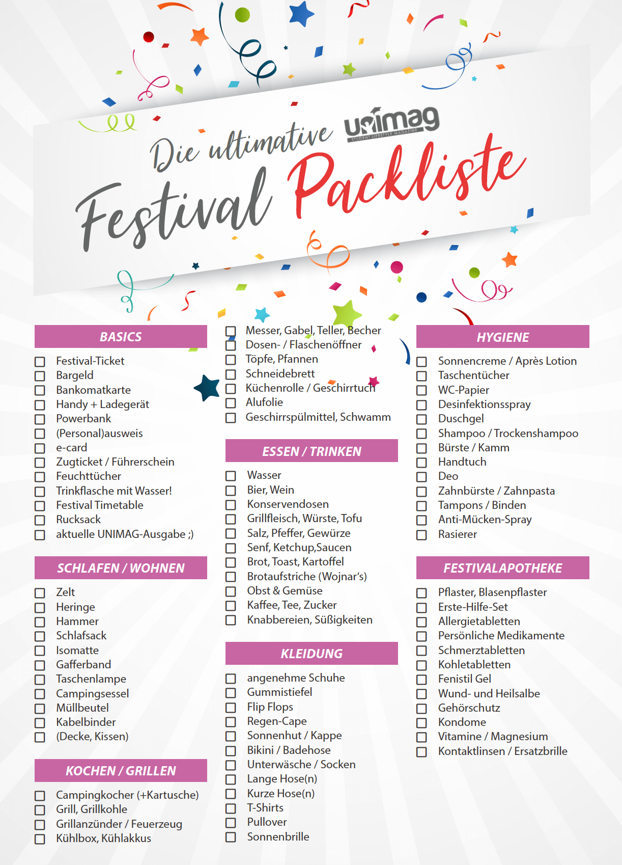 Packliste | UNIMAG